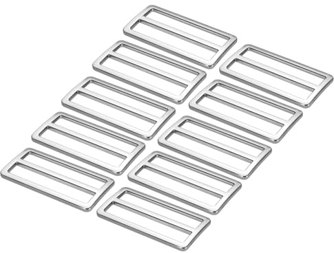 PATIKIL Botones Deslizantes de 2 Pulgadas, Paquete de 10 Hebillas Ajustables para Correas de Mochila, Plata