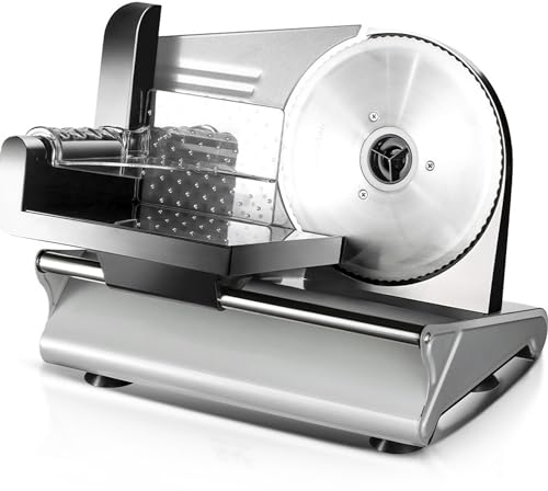 ylpddmm Cortadora de fiambres,Cortadora Eléctrica Comercial, Cortadora de Jamón,Hoja 190 mm,Cortafiambres Electrico para Pan, Embutidos, Queso, Verduras, Carne,220V