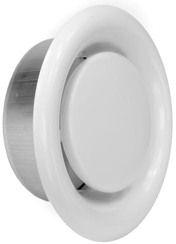Difusor de ventilacion | Difusor aire acondicionado | Valvula de Techo o Pared para cocina, baño | Rejilla de Ventilación redonda ajustable en Chapa Acero | Boca de extracción (Extracción, ø125mm)