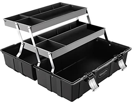 Conservazione Degli Attrezzi Cassetta degli attrezzi protetti a doppio blocco in acciaio inossidabile con cassetta degli attrezzi in plastica del vassoio rimovibile con organizzatore di archiviazione