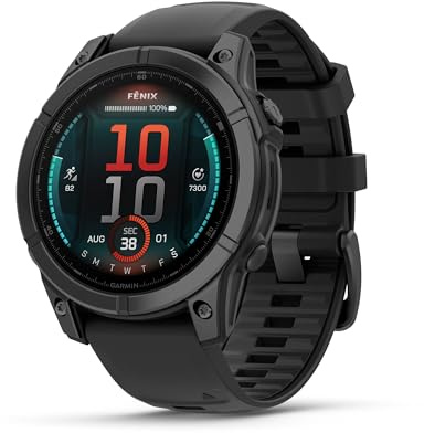 Garmin fēnix® E – 47 mm, AMOLED, Premium Multisport GPS Smartwatch, Long-Lasting Battery Life, Slate Gray Steel with Black Band