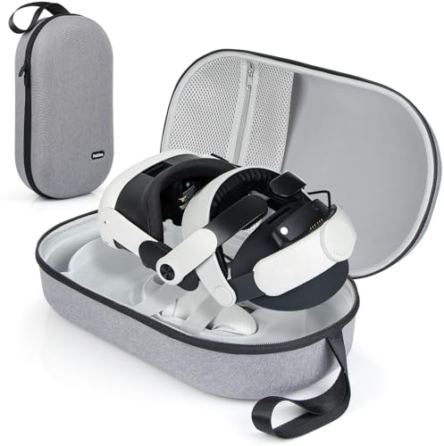 Pulchra Funda de Gran Transporte rígida Estuche Protectora, Compatible con Meta Quest 3/2, Oculus Quest 3/2, Auriculares PICO4 VR Accesorios, Viajar Bolsa de Almacenamiento para el hogar