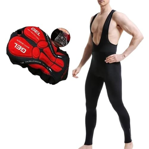 Salopette Ciclismo Uomo Pantaloni con bretelle da ciclismo Pantaloni termici invernali da mountain bike Calzamaglia da bicicletta Imbottitura in gel 5D Mantieni caldi i pantaloni con bretelle(XXXL)