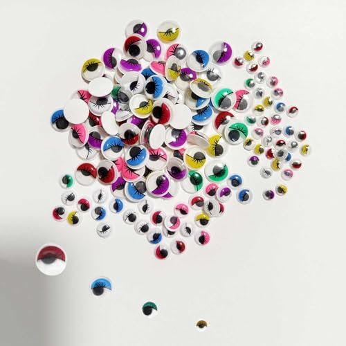 Kulleraugen selbstklebend, Satz 6-12mm bunt Wackelaugen Googly Eyes,klebeaugen Selbstklebende Kulleraugen für Kunsthandwerk Dekoration、Kinderhandwerk、Spielzeuge Zubehör(500 Stück Bunt)