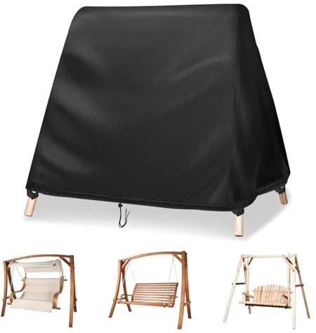 Velfree Hollywoodschaukel Abdeckung,Spitzdach Wasserdichtes Abdeckplane Winddicht UV-Beständiges Abdeckung 3 sitzer Schutzhülle Hollywoodschaukel(213x160x178cm)