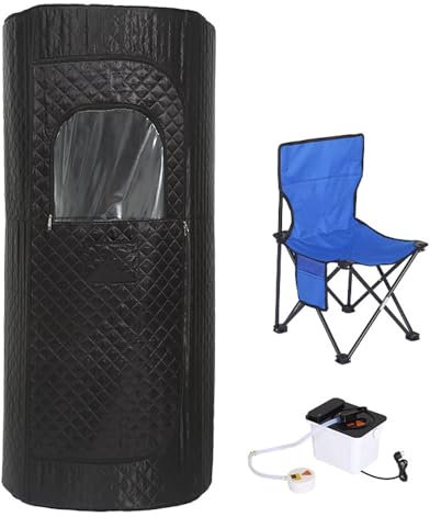 Tente de sauna portable pour la maison, salle de sauna à vapeur personnelle, boîte de sauna pentagone avec machine à vapeur de 3 l et chaise pliable, salle de sauna à vapeur intérieure/extérieure, d