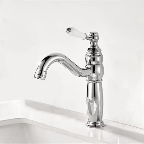 Wasserhahn Bad für Waschbecken Vintage Einhebelmischer Badarmaturen Mischbatterie Waschtischmischer Schwenkauslauf Einloch Waschtischarmatur Chrom Kurz