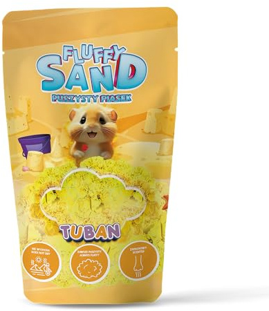 TUBAN Fluffy – Fluffig dynamisk sand 90 g – leksandleksak – kinetisk sand för barn – leksak – klibbar inte – lätt – för formar – färg gul