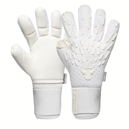 FEARLESS GOALKEEPERS Wolf X Snow - Guanti da portiere uomo e bambino - Guanti portiere con lattice tedesco - Presa antiscivolo - Taglio negativo - Sensazione seconda pelle
