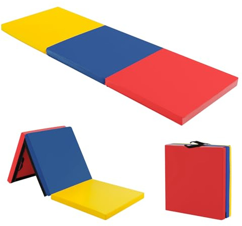 COSTWAY 180 x 60 x 5 cm Weichbodenmatte klappbar, Gymnastikmatte tragbar, Yogamatte wasserabweisend, Turnmatte rutschfest, Klappmatte, Fitnessmatte