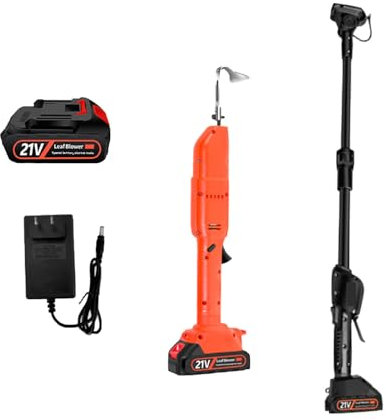 Houe de Jardin Électrique Sans Fil, 2 en 1 Rateau de Désherbage et Binette Jardinage, 21V Motobineuse Portable avec Batterie et Charge, 130cm Poignée Amovible, Outil de Jardin pour Creuser, Désherber