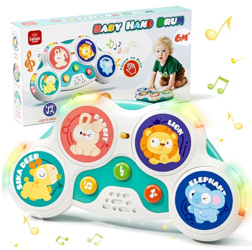 Lehoo Casle Giochi Neonato 6 mesi Bebe Tamburo-Musicale Giocattolo con 3 Sonori + Modalità di Gioco Intelligente, Giochi Bambini 1 anno - Regalo Neonato per 6 9 12 mesi