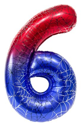 Fesnova 40 Zoll große Folienballons mit Spinnenmotiv, große Ballons mit der Zahl 6, Partyballons für Kinder, Dekoration für Geburtstagspartys, Spidey Geburtstagsdeko und Jubiläumsfeiern