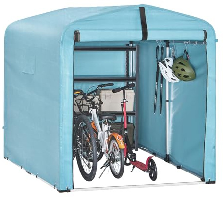 Sobuy Garage Auto per Esterno, Tenda per Bicicletta, Casetta da Giardino, Box Moto Impermeabile, Tendone per Auto, Moto e Attrezzi, Capanno da Giardino, Azzurro, 159x219x165 cm, KLS11-L-BL