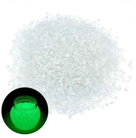 KLINNA Sable lumineux 10 000 pièces – Pierres fluorescentes colorées, petites pierres lumineuses de décoration pour mini-étang et aquarium, idées de bricolage pour jardin (Blanc)