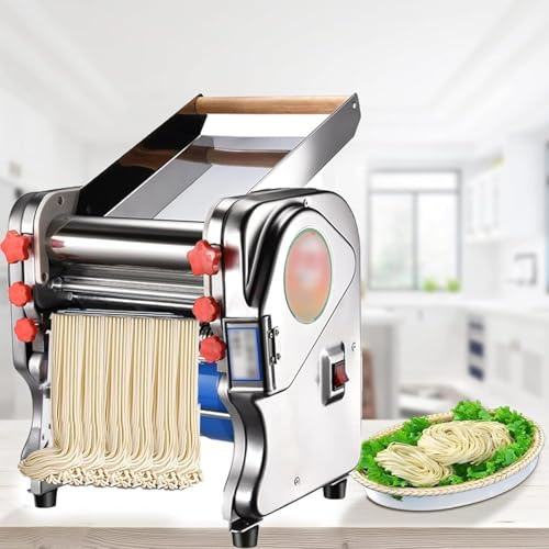 XINRISHENG Máquina de Pasta eléctrica de Acero Inoxidable de 550 W, máquina cortadora de Fideos con Rodillo de Masa Comercial