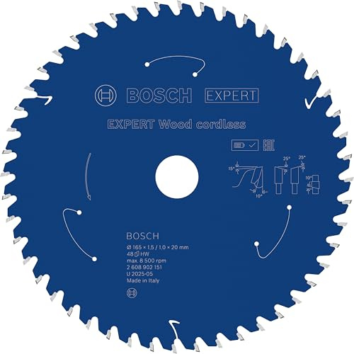 Bosch 1x EXPERT Wood Cordless cirkelsågklinga till handcirkelsågar (för Mjukt trä, Hårt trä, Ø mm, Professional Tillbehör Handhållna sladdlösa cirkelsågar)