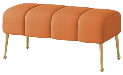 Small Entry Way Bench Modern PU Upholstered Bench Gold Stainless Steel Legs Padded End of Bed Benches with Anti-slip Foot Pads for Living Room Hallway(Gray,39.37in/100cm)