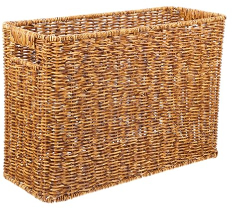GLEAVI Rattan ähnlicher Aufbewahrungskorb Schmal Geflochten Vielseitig für Haushalt und Dekoration Dekorativer Zeitschriftenhalter und Brotkorb Praktische Ordnungshelfer für Wohnzimmer