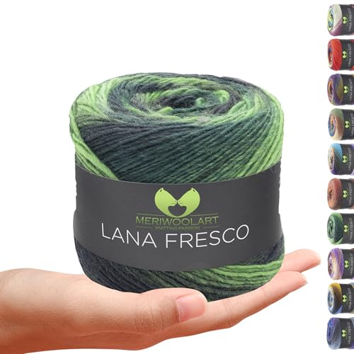 MeriWoolArt® Extrafeine Merinowolle garn zum Stricken oder Häkeln (100g, 380m) - Vielseitig für Hüte, Snoods, Blusen, Tuniken und warme Kleidung für Kinder und Erwachsene