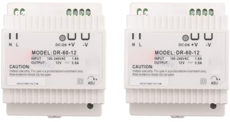 Xnuiasqe 4X -60-12 Transformador 12 V 5 Amp Fuente de alimentación para riel DIN industrial Fuente de alimentación de 220 V CA a 12 V CC (12 V)