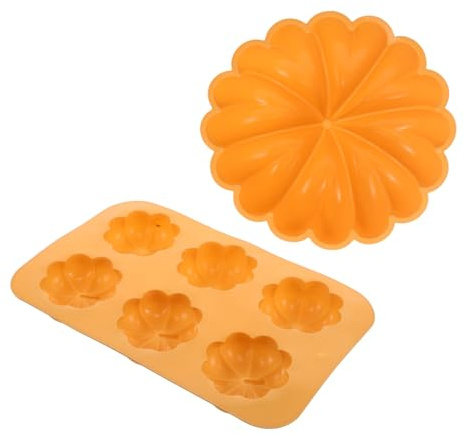 LIFKOME 2 Pezzi Stampo Silicone a Forma di Zuccotto per Dolci Grande Muffin Cavità Antiaderente Resistente al Forno Riutilizzabile per Halloween e Ringraziamento