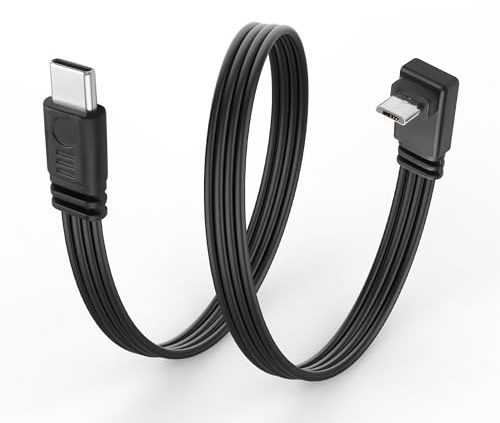 JSADZKJ Câble USB Type-C vers Micro USB Ultra-Flexible,Câble de données Plat Micro 5 Broches à 90 degrés vers USB C,Câble Plat Court de Type C vers Micro pour téléphone,appareil Photo-30 cm (Haut)