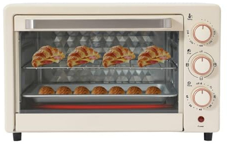 Horno eléctrico de 22 L, mini horno para pizzas con temperatura ajustable y temporizador de 60 minutos, 2 niveles, minihorno combinado, para barbacoas, tostadas