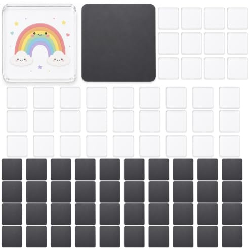 ZYNERY 40 Stück Acryl Kühlschrankmagnete 5x5cm - Klare DIY Magnetische Fotorahmen mit Selbstklebender Rückseite für Zuhause, Büro & Klasse - Basteln, Scrapbooking, Hochzeits