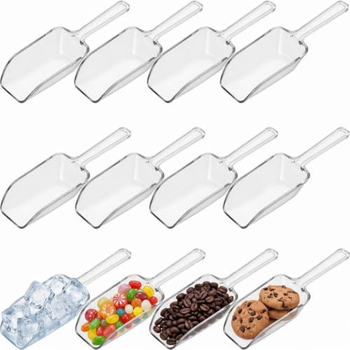 12 Pack Clear Acrylic Kitchen Scoops, 13.5CM Multipurpose Ice Scoop, Reusable Plastic Food Scoop for Protein Powder, Coffee, Flour, Sugar, Tea, Candy Buffet, Pet Food & Dry Ingredients