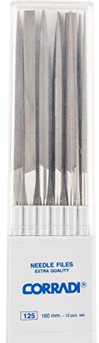 PFERD CORRADI-Nadelfeilen-Set, 12-teilig, Schweizer Hieb 1, 160mm, 12325163 – Für die mittlere Präzisionsbearbeitung kleinster Flächen, Durchbrüche, Geometrien, Profile und Radien, Grau;silber;blau, Länge 160 mm