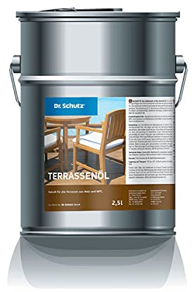 Dr. Schutz Terrassenöl 2,5 L | Holzöl aussen für alle Hölzer und WPC im Außenbereich | naturölbasierte Holz Imprägnierung | Schutz vor Feuchtigkeit | Holzöl farblos für Terrassendielen | Holzschutz