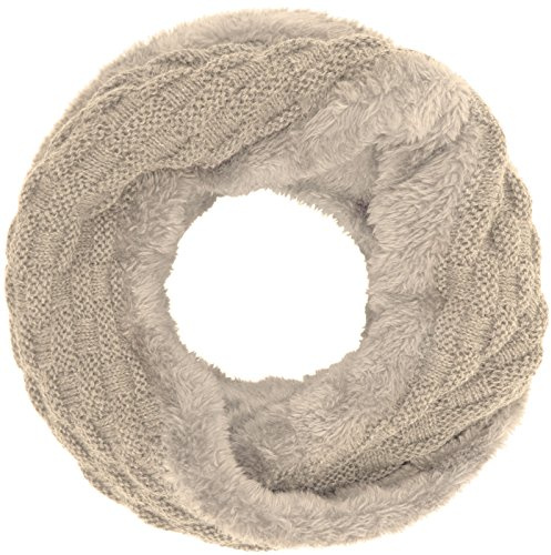 Compagno Winter Loop-Schal Damen-Schal gefüttert Winter-Schal Strick-Schal, SCHAL Farbe:Beige