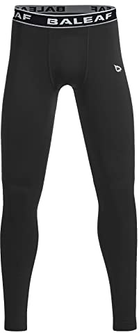 baleaf Boys Fleece Compression Leggings Youth Pants Kids Tights Football Basketball Baseball Sports Cold Weather Gear Black Size S