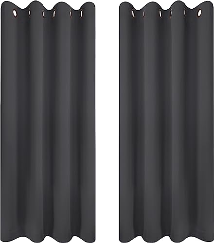 Utopia Bedding Opacas Cortinas Salon Modernas 2 Piezas 117x137 cm, Gris - Cortinas Térmicas Aislantes Frío Calor y para Dormitorio, Salón y Cocina con Ojales