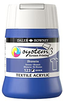 Daler-Rowney System3 Textile Acrylic Screen Printing Ink, Plastic Pot, 8.45oz - 250 ml, Ultramarine Blue