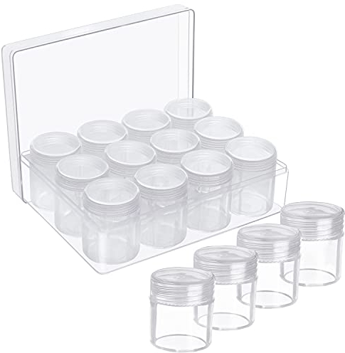 BELLE VOUS Perlen Aufbewahrungsbox Plastik Transparent – Sortierbox 12 Behälter Herausnehmbar mit Deckel Sammel Box für Diamond Painting Zubehör, Perlen, Schmuck, Glitzer, Bastelkiste Aufbewahrung