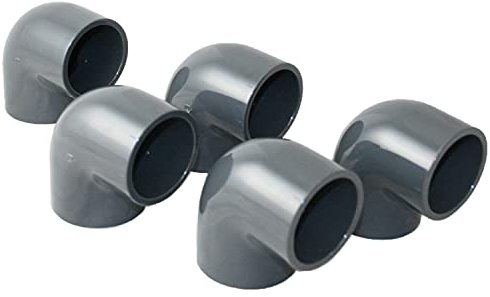 PVC-Winkel-Muffe 90° I 50mm I 1 1/2 Zoll I 5 Stück Klebemuffe I Rohrmuffe mit 2-Anschlüssen I Rohr-Verbindungsstück PVC-Rohr, Fitting I bm090