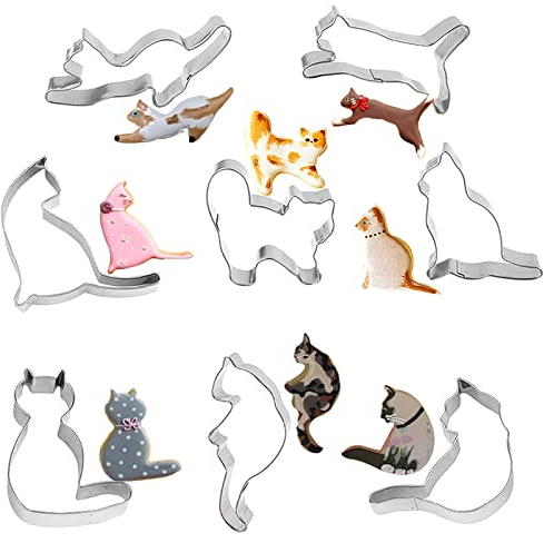 Ausstecher Ostern Edelstahl Keksausstechformen Set Edelstahl Ausstechformen Katze Keksformen Katze Ausstechformen Cookie Edelstahl Katze Keksformen zum Backen DIY Plätzchenformen Deko (8 Stück)