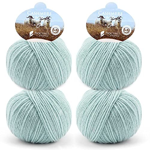 Pascuali Bio Cashmere 6/28. Strickwolle aus 100% Kaschmirwolle Wolle zum Stricken und Häkeln, 4 Knäuel - Farbe:Horizont 50
