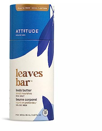 ATTITUDE Body Butter, Natural Origin, Deeply Nourishes & Retains Moisture, Shea & Cocoa Butters, EWG Verified, All skin types, Vegan, Sea Salt, 85 mL