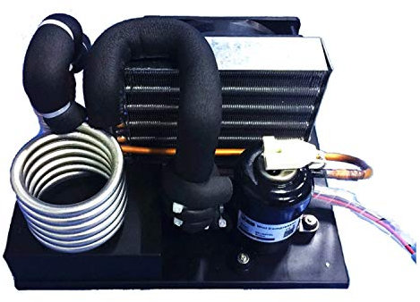 Micro DC Air Conditioner Small Cooling System Liquid Chiller Module DC12V 106~360W Cooler Module Liquid Cooling System,Portable Stianless Steel Coil S-Type Liquid Chiller R134A Miniature Water Cycling