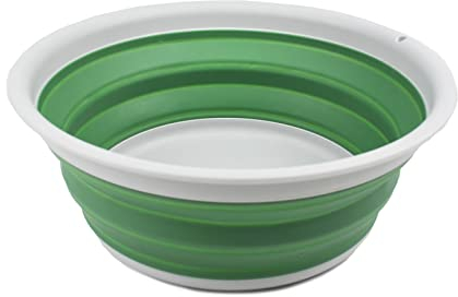 SAMMART Vasca pieghevole da 7,5 l – Vasca pieghevole – Lavabo portatile – Lavandino salvaspazio in plastica (grigio chiaro/verde mare scuro, 1)