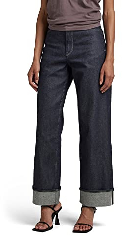 G-STAR RAW Stray Ultra High Straight Selvedge Jeans för kvinnor, blå (rå denim B454-001), 28 W/28 L, Blå (Raw Denim B454-001), 28W x 28L