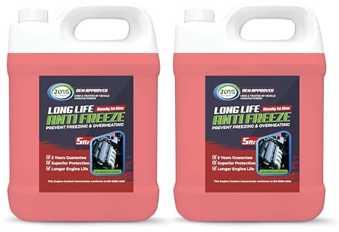JOVS Antifreeze Engine Coolant Red 10L (2X5L) – All-Year Protection for Your Vehicle from Freezing and Overheating - Suitable for All Cars Frost Prevention Trusted Formula for Peak Engine Performance.