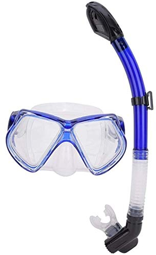 Tauchmasken Schnorchelmaske Schwimmbrille Schnorchelset Antibeschlag Schwimmbrille Volltrockener Atemschlauch Tauchen Schnorcheln Schwimmausrüstung für Erwachsene (Rosa) (Blau)