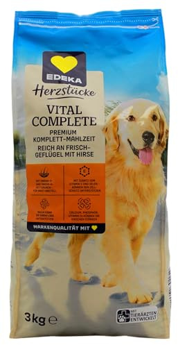 Herzstücke Vital Complete Premium Klomplett-Mahlzeit reich an Frisch-Geflügel mit Hirse Hundefutter, 4er Pack (4 x 3 kg)