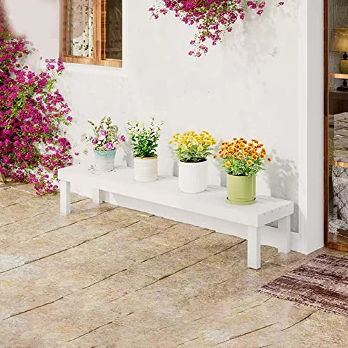 Weißer Blumenständer Balkonpflanzenständer Abgestufter Blumentopfständer Grüner Pflanzenständer Aus Holz Gartendekorationsregal (S : 60x25x25cm)
