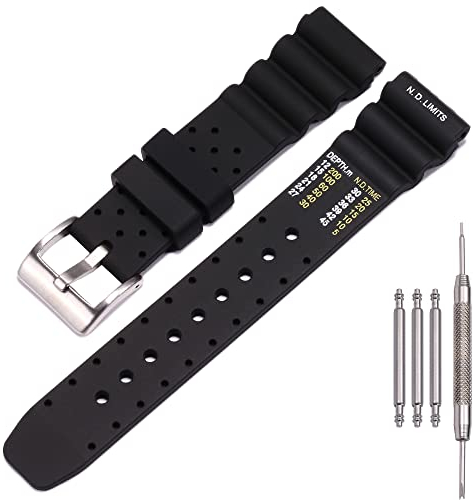 MCXGL 20mm Soft Silicone Strap compatible with Citizen Hyper Aqualand Duplex Promaster Men's Dive Watch Band waterproof wristband watches Accessories (Silver buckle 20mm)