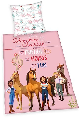 Herding Bettwäsche-Set, Spirit, Kopfkissenbezug 80 x 80 cm mit Knöpfen und Wende-Motiv, Bettbezug 135 x 200 cm, Mit Knopfverschluss, 100% Baumwolle/Linon